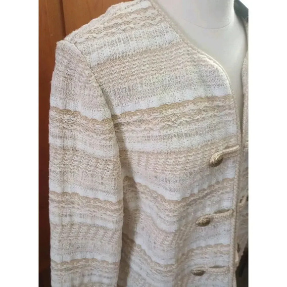 St. John Wool Blend Tweed Blazer New Sz 12 K61S0C1 Butterscotch Speckled $1695 - Picture 7 of 16